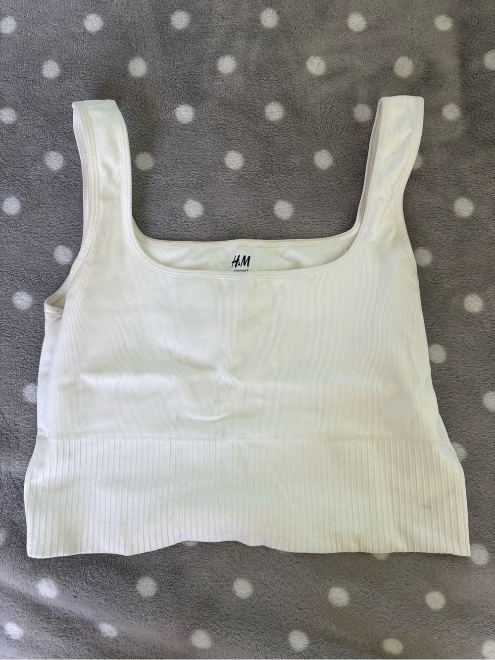 H&M Sport White Seamless Ribbed Crop Tank Size M